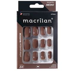 Unhas Postiças Up306A Tamanho Médio Macrilan Cor Marrom