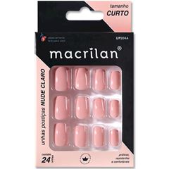 Unhas Postiças Up204A Tamanho Curto Macrilan Cor Nude Claro