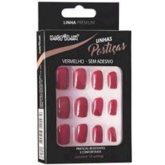 Unhas Postiças Up208A Tamanho Curto Macrilan Cor Vermelho Escuro