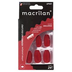 Unhas Postiças Up401 Estilo Bailarina Macrilan Cor Vermelho Escuro