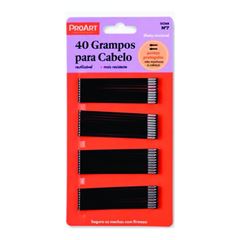 Grampo De Cabelo Curvo Preto Caixa Com 40 Unidades - Proart