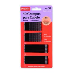 Caixa Com 50 Grampos Para Cabelos N7 Preto Proart