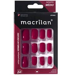 Unhas Postiças Up308A Tamanho Médio Macrilan Cor Vermelho Escuro