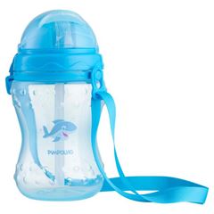 Garrafa Pimpolho C/Canudo e Cordinha Azul 330ml