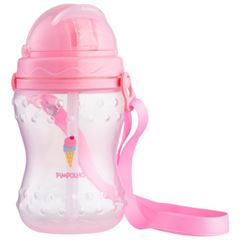 Garrafa Pimpolho C/Canudo e Cordinha Rosa 330ml