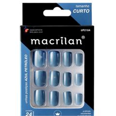Unhas Postiças Up219A Tamanho Curto Macrilan Cor Azul Petróleo