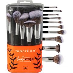 Kit A100 Max Com 10 Pincéis Profissionais E Bolsa Necessáire Macrilan - Linha Max