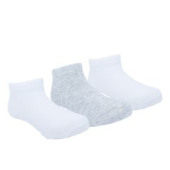 Kit Meia Pimpolho Lisa 3 Pares No Tag Unissex 21 A 25 Branca/Cinza