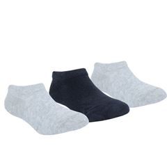 Kit Meia Pimpolho Lisa 3 Pares Tag Invisível Unissex Cinza/Preto