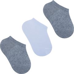 Kit Meia Pimpolho Lisa 3 Pares Tag Invisivel Unissex Cinza/Branco