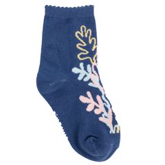 Meia Pimpolho Colorida Cano Alto 31-34 Feminino Azul/Folhagem