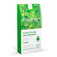 Folhas Prontas P/Depilação Depilflax Facial Hortelã C/24un