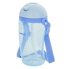 Copo Pimpolho Inclinado C/Canudo e Cordinha Masculino Azul 380ml