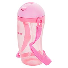 Copo Pimpolho Inclinado C/Canudo e Cordinha Feminino Rosa 380ml