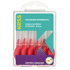 Escova Dental Kess Mini Interdental Cilíndrica Extrafina 3mm C/6un