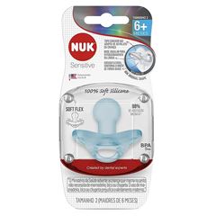 Chupeta Nuk Sensitive Soft 100% Silicone Boy S2 Azul