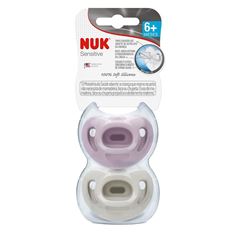 Kit Chupeta Nuk Sensitive Soft 100% Silicone Girl S2 Branca/Lilás