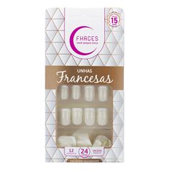 Unhas Postiças Fhaces Francesa Pérola Com Branca C/24un