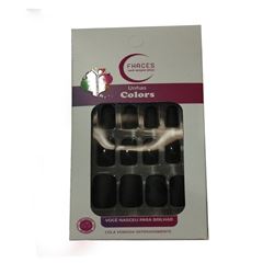 Unhas Postiças Fhaces Brilho e Fosco All Black C/48un