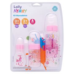 Kit Mamadeira Lolly Nenny Tip Feminino C/3un 240ml/80ml/50ml