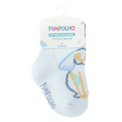 Kit Meia Pimpolho Colorida C/3 Pares 00-15 Masculino Sortida Azul REF0300614