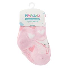 Kit Meia Pimpolho Colorida C/3 Pares 00-15 Feminino Sortido REF0300613