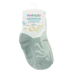 Kit Meia Pimpolho Colorida C/3 Pares 16-20 Masculino Verde