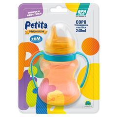 Copo Petita Relevo C/Válvula + Alça Color Laranja 240ml