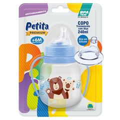Copo de Treinamento Petita C/Alça Cristal/Azul 240ml