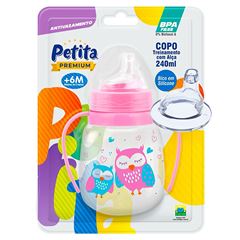 Copo de Treinamento Petita C/Alça Cristal/Rosa 240ml