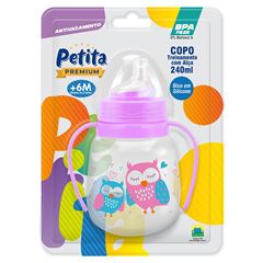 Copo de Treinamento Petita Relevo C/Alça Cristal/Lilás 240ml