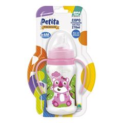 Copo de Treinamento Petita C/Alça Cristal/Rosa 270ml