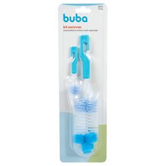 Kit Escova P/Mamadeira e Bico Buba C/Esponja Azul