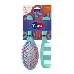 Kit Darma Pistache Escova Oval + Pente Cabo Largo