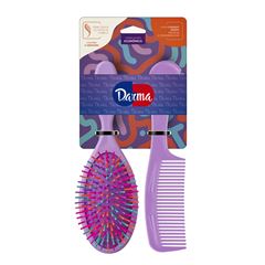 Kit Darma Lavanda Escova Oval + Pente Cabo Largo