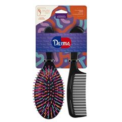 Kit Darma Black Escova Oval + Pente Cabo Largo