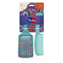 Kit Darma Black Escova Retangular + Pente Cabo Largo