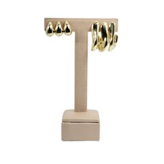 Brinco de Plástico Semelhante Ao Metal Dourado C/6 Pares DF505-BR2110-10