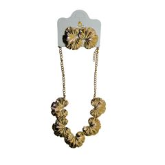 Conjunto Colar de Metal + Brinco Dourado DF502-COL0407-2