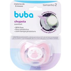 Chupeta Buba Confort Noturna T2 Nuvem Rosa