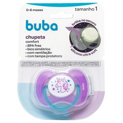 Chupeta Buba Confort Noturna T1 Unicornio