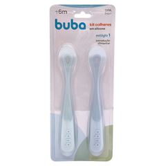 Kit Colheres em Silicone Buba Azul c/ 02
