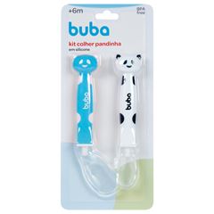 Kit Colheres em Silicone Buba Pandinha Azul c/ 02