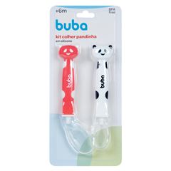 Kit Colheres em Silicone Buba Pandinha Rosa c/ 02