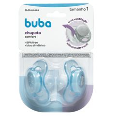Kit Chupetas Buba Confort T1 Ursinho Estrela Azul