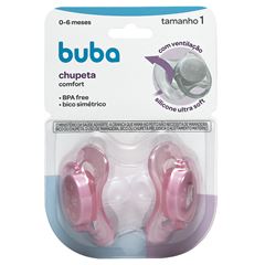 Kit Chupetas Buba Confort Noturna T1 Ursinho Estrela Rosa