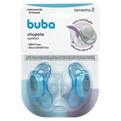 Kit Chupetas Buba Confort Noturna T2 Ursinho Estrela Azul