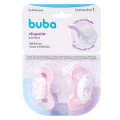 Kit Chupetas Buba Confort T1 Elefante Rosa
