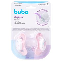 Kit Chupetas Buba Confort T2 Elefante Rosa