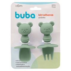 Kit Talheres Buba Silicone Ursinho Verde